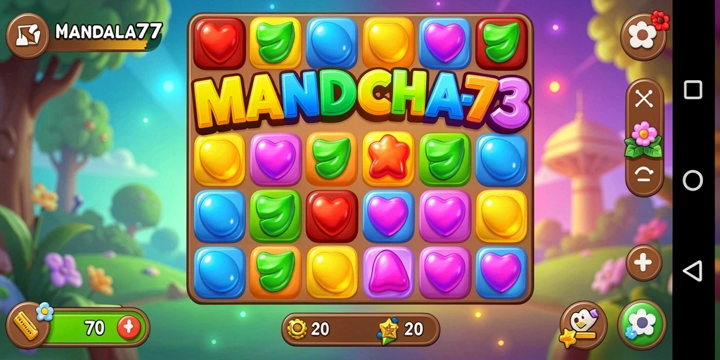 Tampilan permainan MANDALA77 dengan berbagai elemen warna-warni.