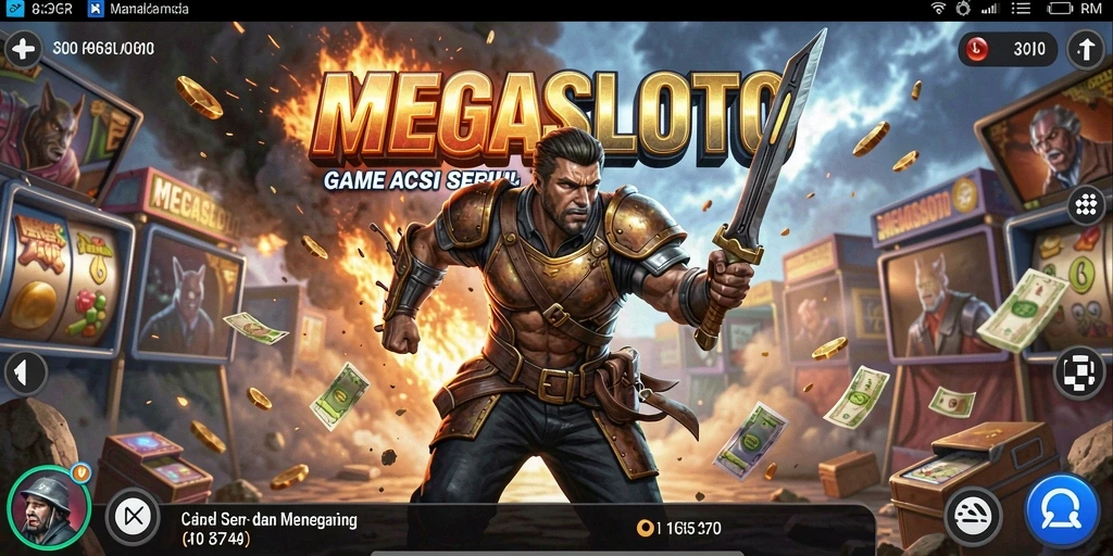 Screenshot gameplay <strong>MEGASLOTO</strong> yang menampilkan aksi seru di medan pertempuran.