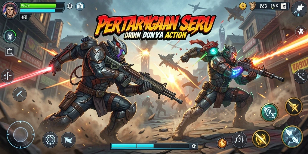 Screenshot gameplay RK55 yang menunjukkan aksi bertarung yang seru.
