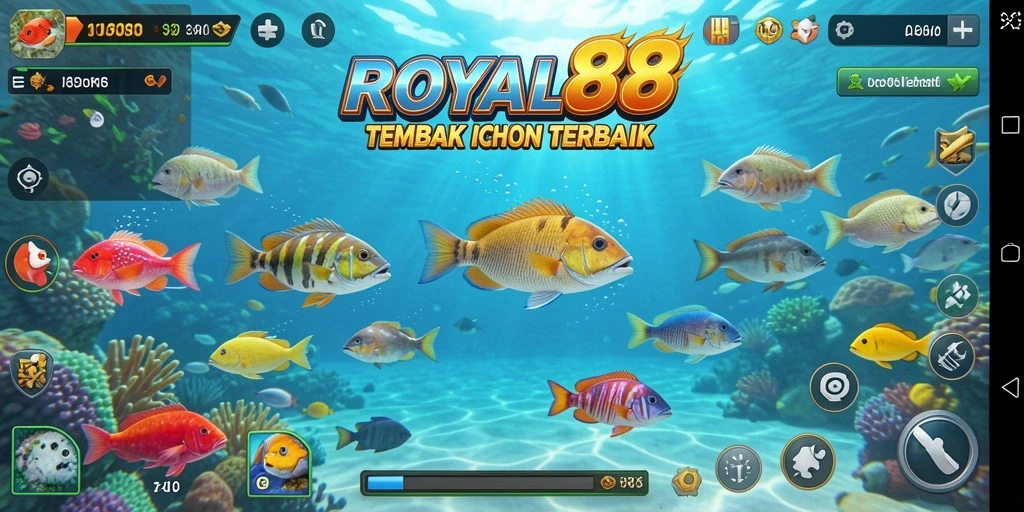 Screenshot gameplay ROYAL88 menampilkan aksi menembak ikan yang seru.