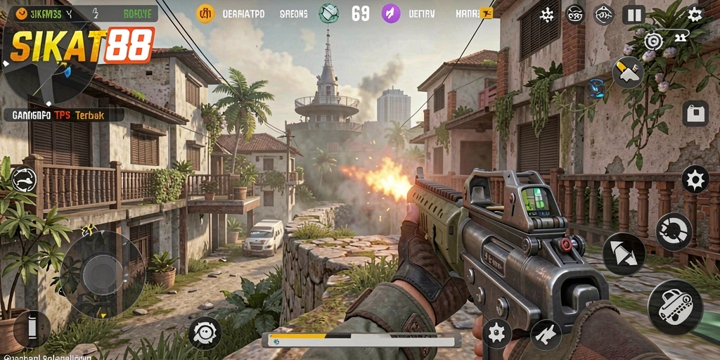 Screenshot menampilkan aksi seru di SIKAT88 dengan gameplay TPS.