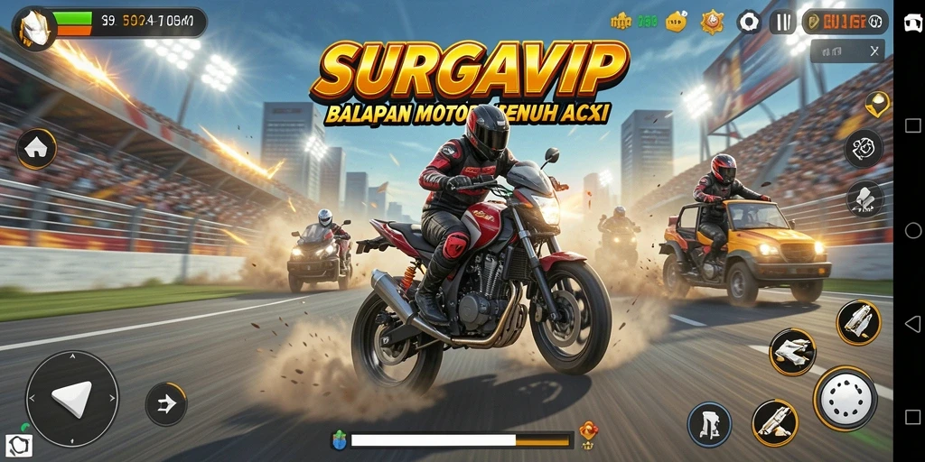 Gameplay seru balapan motor di SURGAVIP.