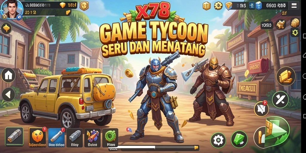 Screenshot menunjukkan gameplay menarik dalam X78 dengan elemen Tycoon.