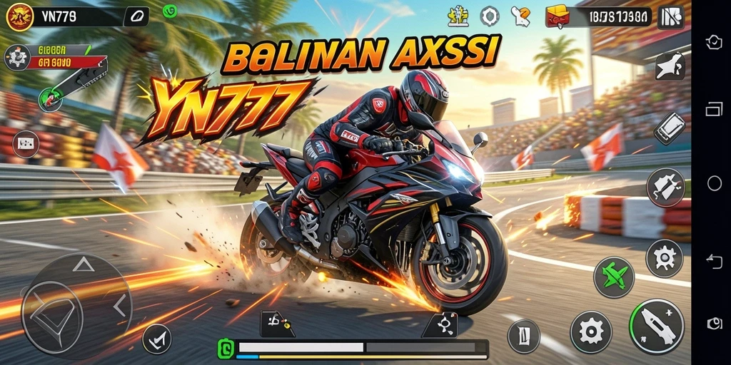 Tampilan balapan motor yang mendebarkan di YN777.